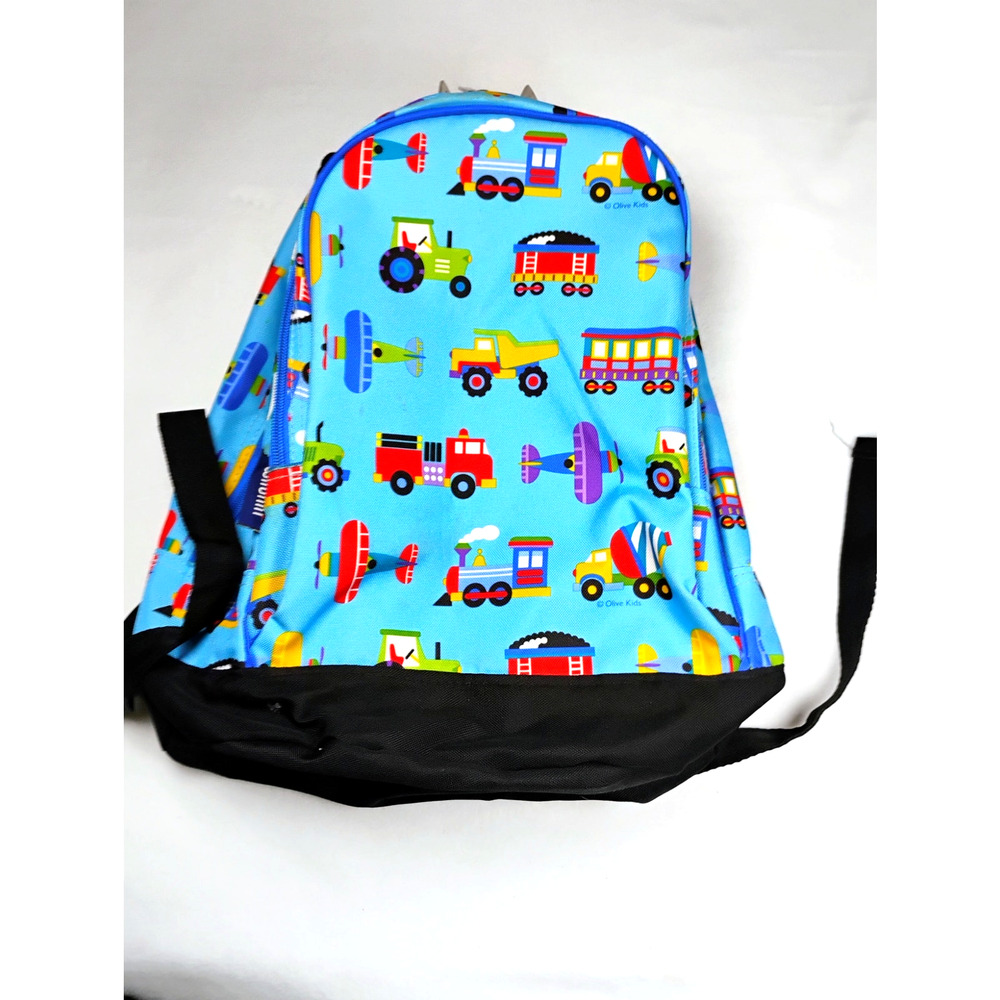 Wildkin Kids Preschool Backpack Blue Transportation Print Train Plane Truck